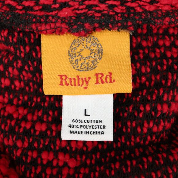 Ruby Rd Sweater Womens Large Black Red Cowl Neck Chunky Knit Pullover Oversized - Picture 3 of 12